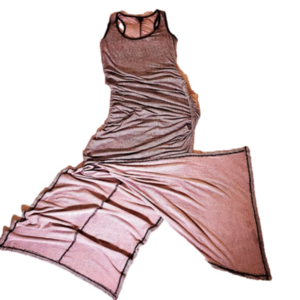 MASSIMO Maxi Racerback Tank Dress Ruching on Sides & 2 Side Slits - Black White